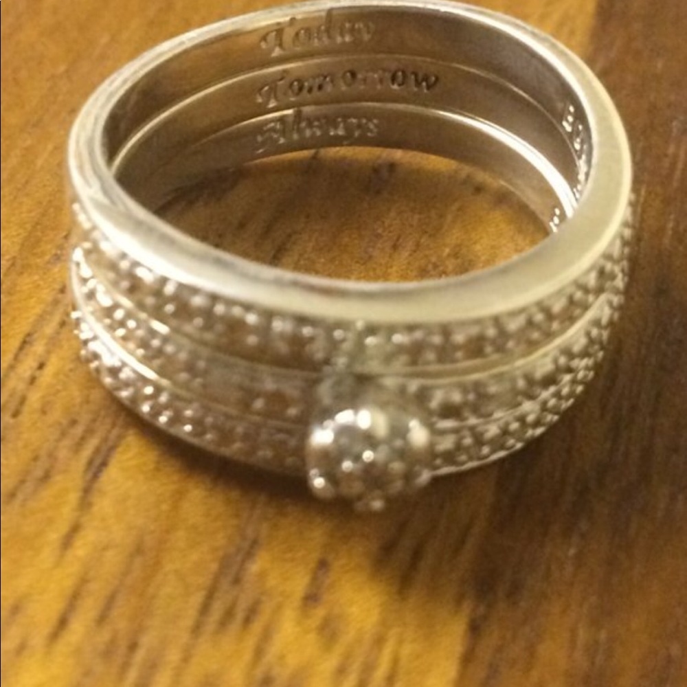 Sterling silver diamonds 3 rings set